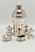 AN ASSORTMENT OF SILVER AND WHITE METAL, to include a pair of salt and pepper mills, hallmarked '