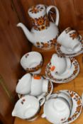 A MIDWINTER MQ2 SHAPE EIGHTEEN PIECE COFFEE SET IN 'SEPTEMBER SONG' PATTERN, pattern designed by