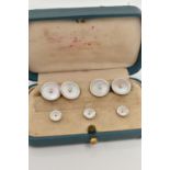 A BOXED SET OF VINTAGE 'TIFFANY & CO' GENTS CUFFLINKS AND SHIRT STUDS, yellow and white metal