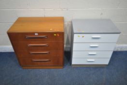 A G PLAN MID CENTURY TEAK CHEST OF FOUR DRAWERS, width 71cm x depth 46cm x height 74cm, along with a