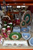 A GROUP OF CERAMICS AND GLASS WARE, to include a collection of Limoges plates, vases and other