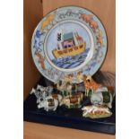 A BOXED ROYAL CROWN DERBY FOR SINCLAIRS NOAH'S ARK LIMITED EDITION PLATE AND SEVEN UNBOXED ROYAL