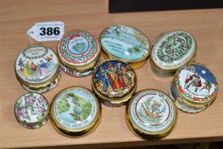 TWO HALCYON DAYS PAPERWEIGHTS AND SEVEN HALCYON DAYS PILL BOXES, the paperweights with enamel