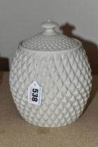 A BELLEEK STORAGE JAR IN THE FORM OF A PINEAPPLE, black second period mark for 1891-1926,