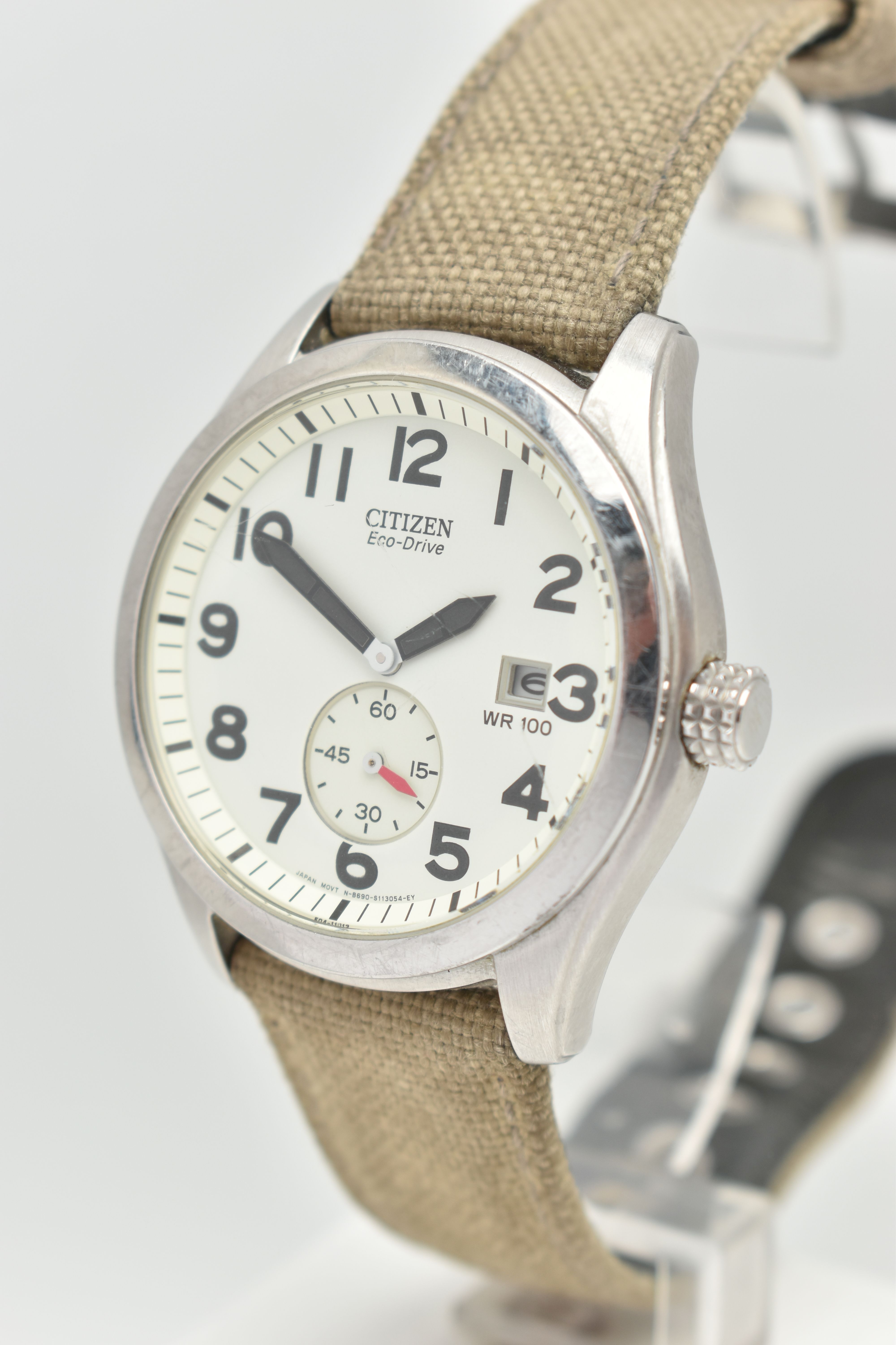 A GENTS 'CITIZEN ECO-DRIVE' WRISTWATCH, large round cream dial signed 'Citizen Eco-Drive WR100', - Image 2 of 6