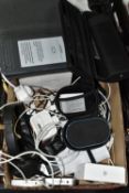 A BOX OF ELECTRICAL ENTERTAINMENT ITEMS ETC, to include two a 4GB Apple iPod, two Apple A1156 remote