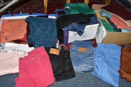 THREE BOXES OF GENTLEMEN'S TROUSERS AND LEVI JEANS, to include nine pairs of Levi jeans, three pairs
