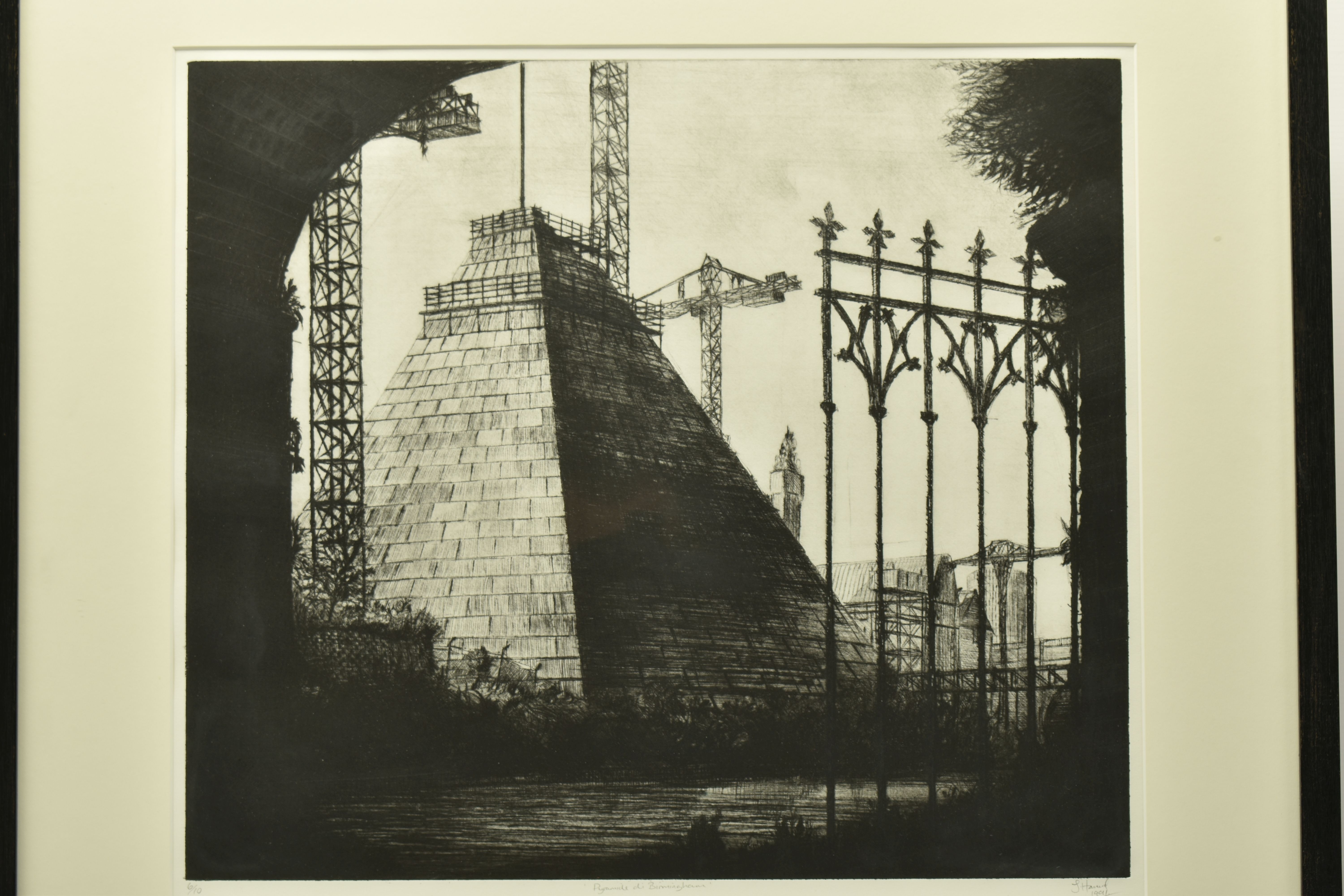 JOHN HOWARD (BRITISH 1958) 'PYRAMIDE DI BIRMINGHAM', a limited edition dry point etching depicting - Image 2 of 9