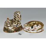 TWO ROYAL CROWN DERBY IMARI PAPERWEIGHTS, comprising 'Crocodile' an exclusive gold signature edition