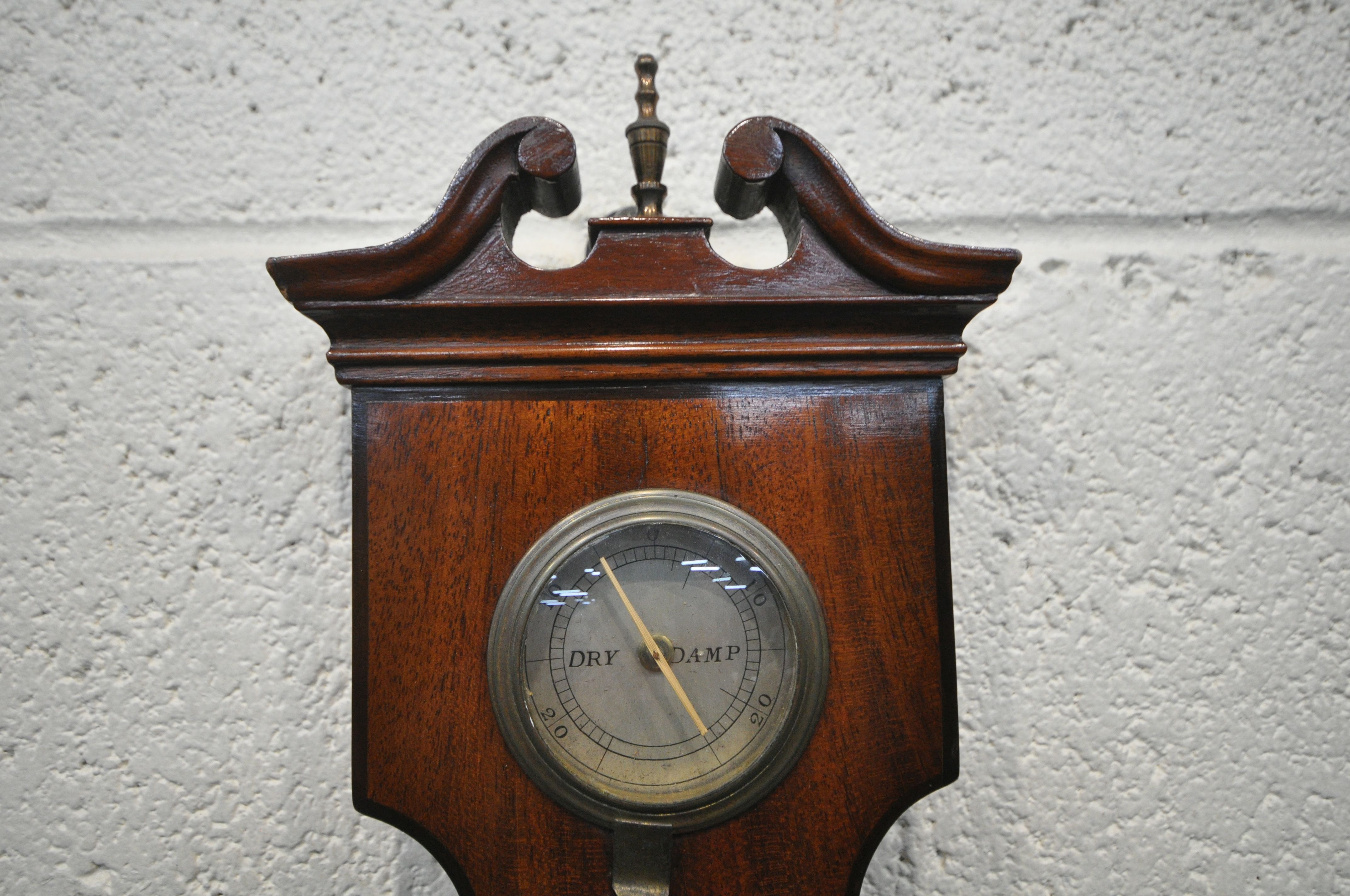 A 19TH CENTURY J STROUD MAHOGANY BANJO BAROMETER, with a dry/damp dial, a thermometer, a large - Image 2 of 5