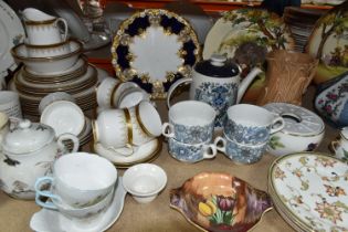 A QUANTITY OF NAMED CERAMICS, comprising a small Barbola style table mirror, a Royal Doulton '