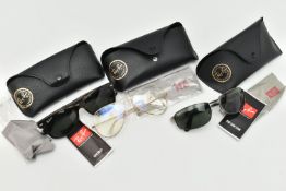 TWO PAIRS OF POLARIZED 'RAY BAN' SUNGLASSES AND A PAIR OF 'RAY BAN' GLASSES, a pair of tortoise