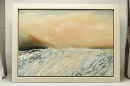 LYNNE TIMMINGTON (BRITISH CONTEMPORARY) 'HORNING', a seascape at sunrise, signed bottom left, oil on
