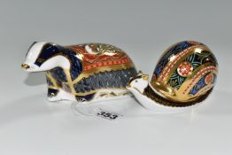 TWO ROYAL CROWN DERBY IMARI PAPERWEIGHTS, comprising 'Moonlight Badger' 2002, an exclusive for the