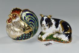 TWO ROYAL CROWN DERBY IMARI PAPERWEIGHTS, comprising a limited edition 977/2500 'Border Collie'