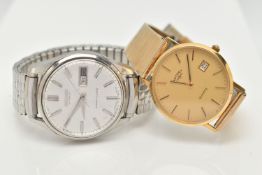 TWO GENTS WRISTWATCHES, the first an automatic movement, round dial, signed 'Seiko', baton