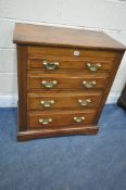 A 20TH CENTURY MAHOGANY CHEST OF FOUR GRADUATED DRAWERS, width 72cm x depth 44cm x height 84cm (