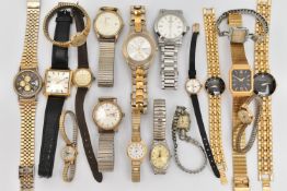 A BAG OF ASSORTED LADIES AND GENTS WRISTWATCHES, mostly quartz movements, names to include '
