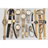 A BAG OF ASSORTED LADIES AND GENTS WRISTWATCHES, mostly quartz movements, names to include '