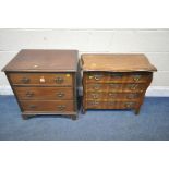 A GEORGIAN STYLE MAHOGANY CHEST OF THREE DRAWERS, width 61cm x depth 41cm x height 66cm, along