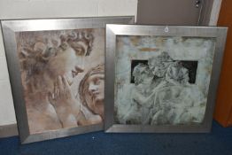 TWO LARGE RICHARD FRANKLIN NEOCLASSICAL THEMED PRINTS ON CANVAS, 'Stoic Romance' and 'To Go Beyond',