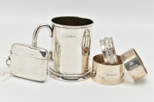 A SELECTION OF SILVER ITEMS, to include a silver cup, polished form, hallmarked 'A J Pepper & Co'