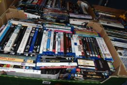 THREE BOXES OF DVDS containing over 200 miscellaneous Film and TV titles including box sets and