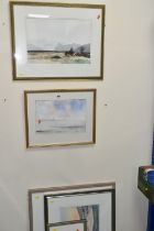 A SMALL SELECTION OF WATERCOLOUR PICTURES AND PRINTS, comprising a Claire Davies watercolour