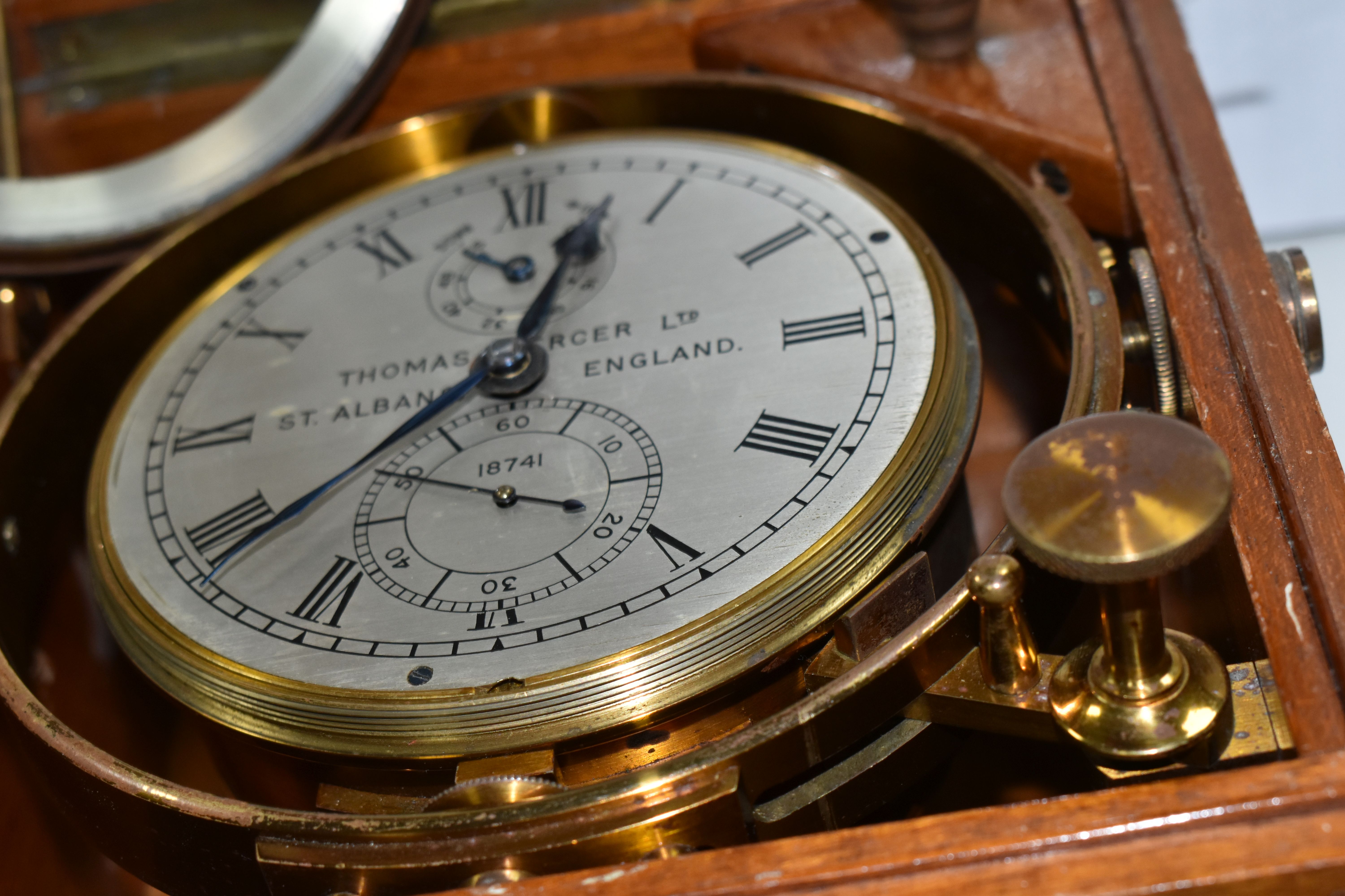 A MID 20TH CENTURY WALNUT CASED MARINE CHRONOMETER BY THOMAS MERCER LTD, SUPPLIED BY JOHN LILLIE & - Image 19 of 24