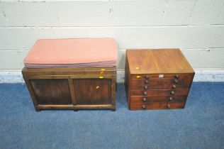 A SCRATCH BUILT HARDWOOD COLLECTORS CHEST, with six graduated drawers, width 50cm x depth 40cm x