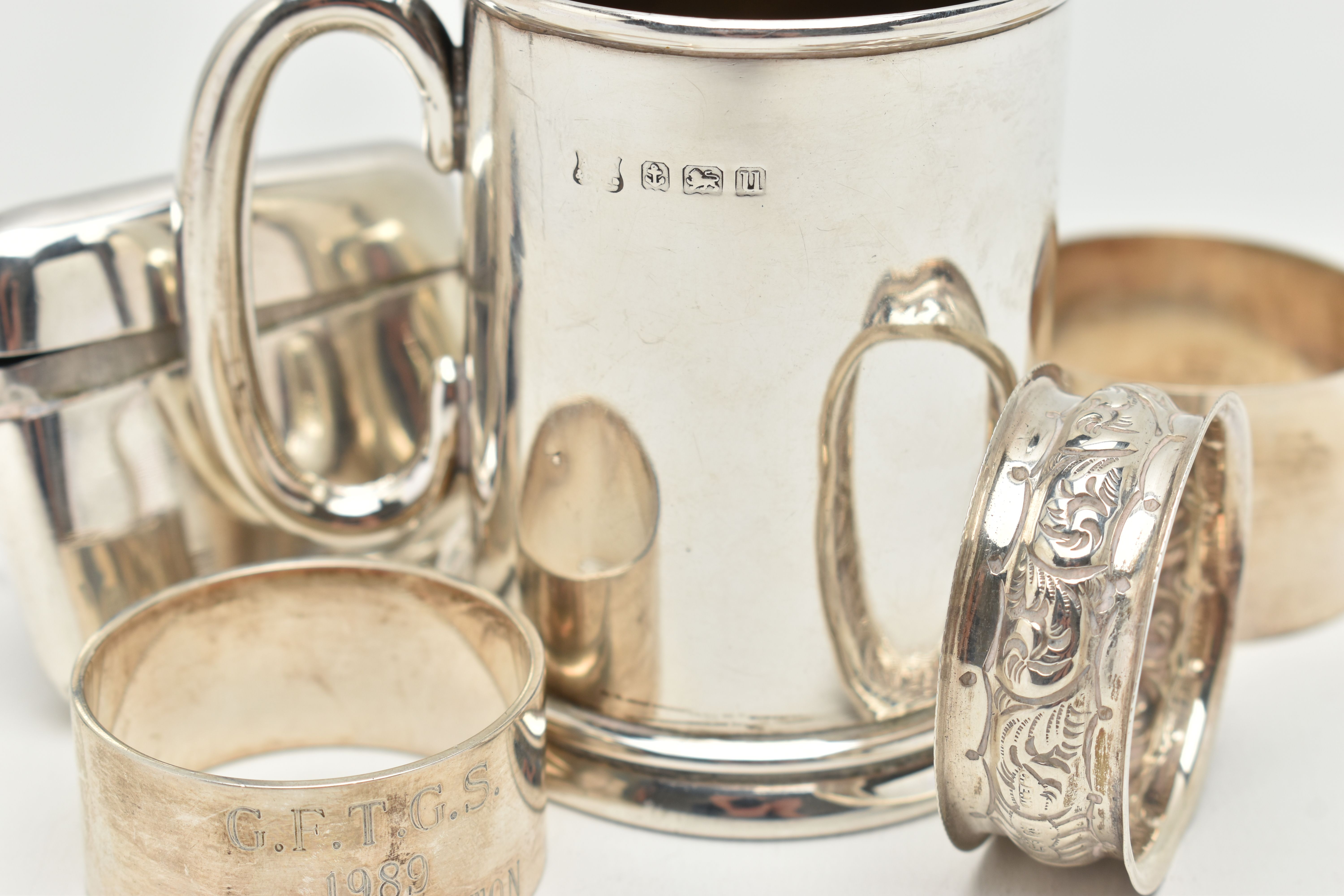 A SELECTION OF SILVER ITEMS, to include a silver cup, polished form, hallmarked 'A J Pepper & Co' - Image 4 of 4