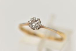 A YELLOW METAL DIAMOND SINGLE STONE RING, round brilliant cut diamond, estimated diamond weight 0.