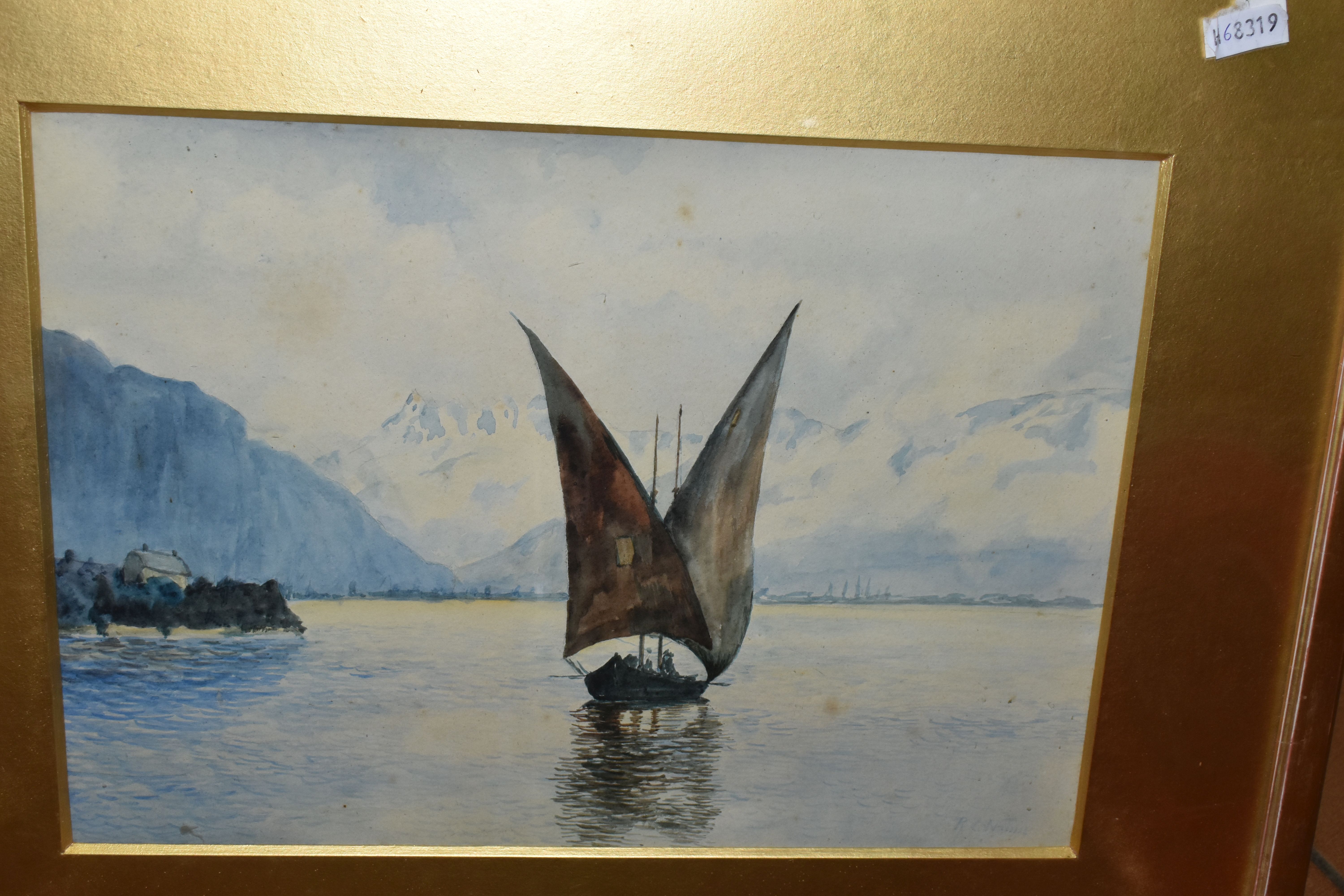 A SMALL SELECTION OF PAINTINGS AND PRINTS ETC, comprising a late 20th century coastal watercolour - Image 2 of 4