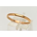 A 22CT YELLOW GOLD THIN POLISHED BAND, approximate band width 2.0mm, hallmarked 22ct Birmingham,