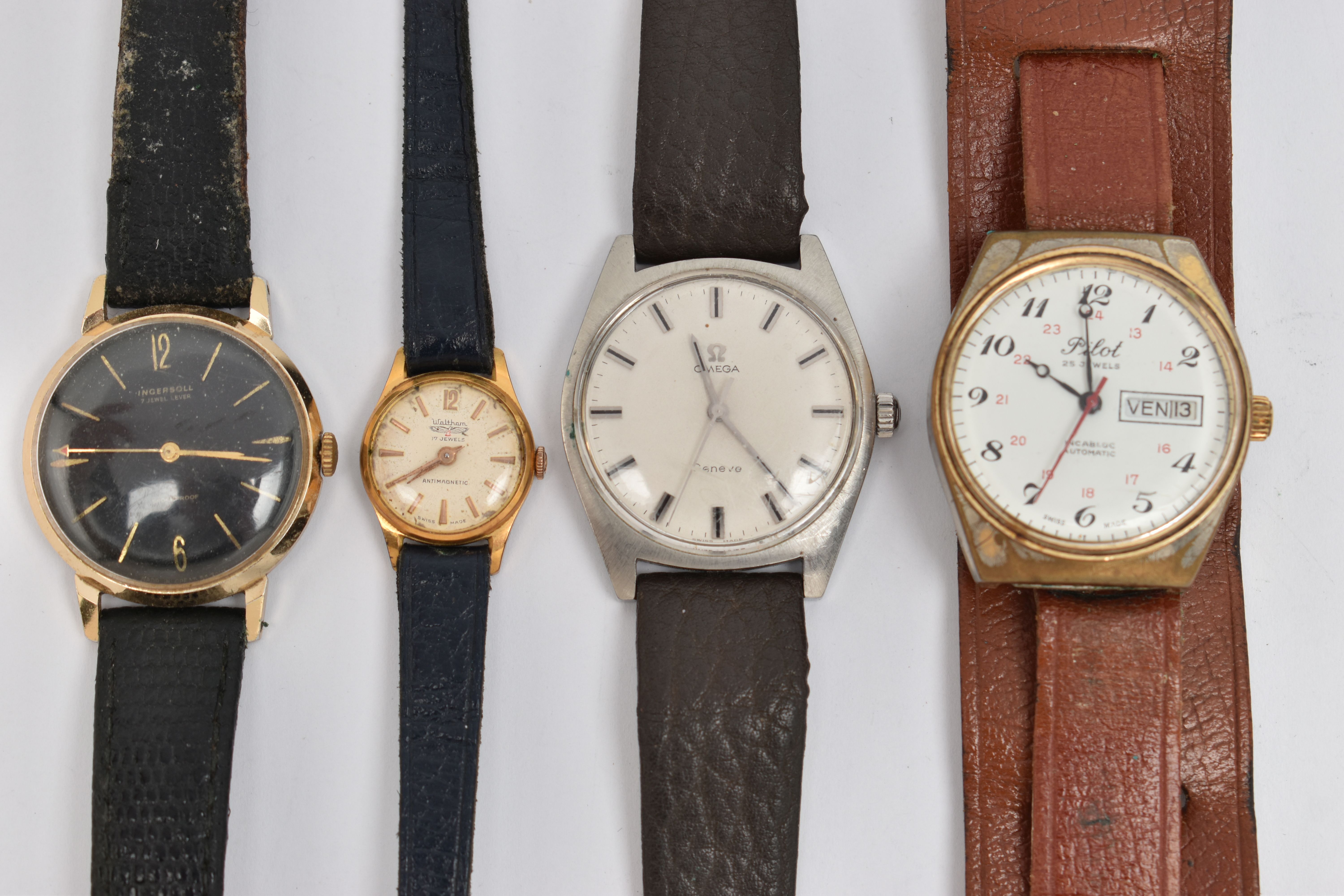 AN ASSORTMENT OF WRISTWATCHES, to include a hand wound 'Omega' Geneve, round dial, baton markers, - Image 2 of 4