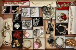 A LARGE BOX OF ASSORTED COSTUME JEWELLERY, to include a long strand of cultured fresh water