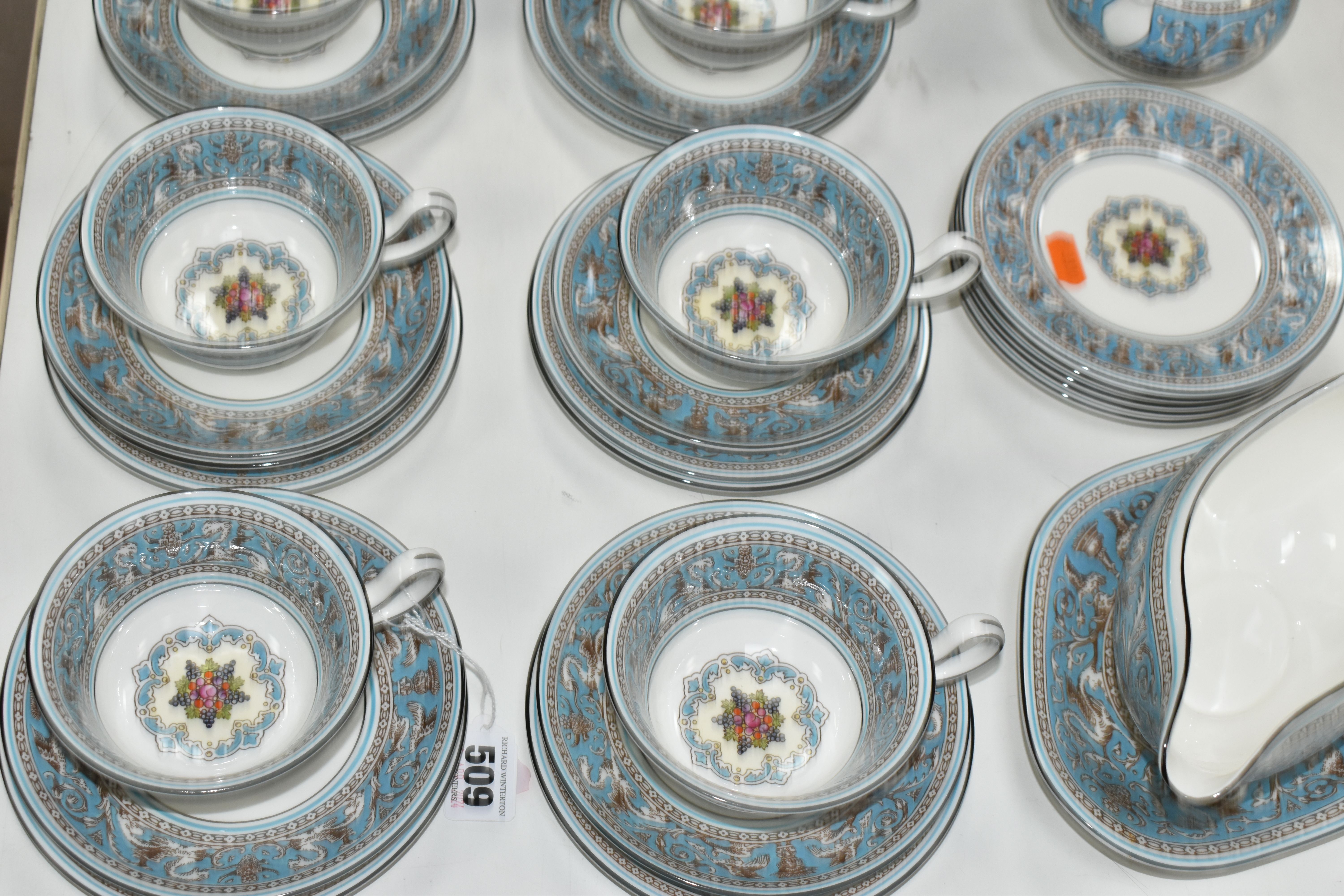 A FIFTY THREE PIECE WEDGWOOD 'FLORENTINE' (TURQUOISE) W2714 PART DINNER SERVICE, comprising a - Image 3 of 8