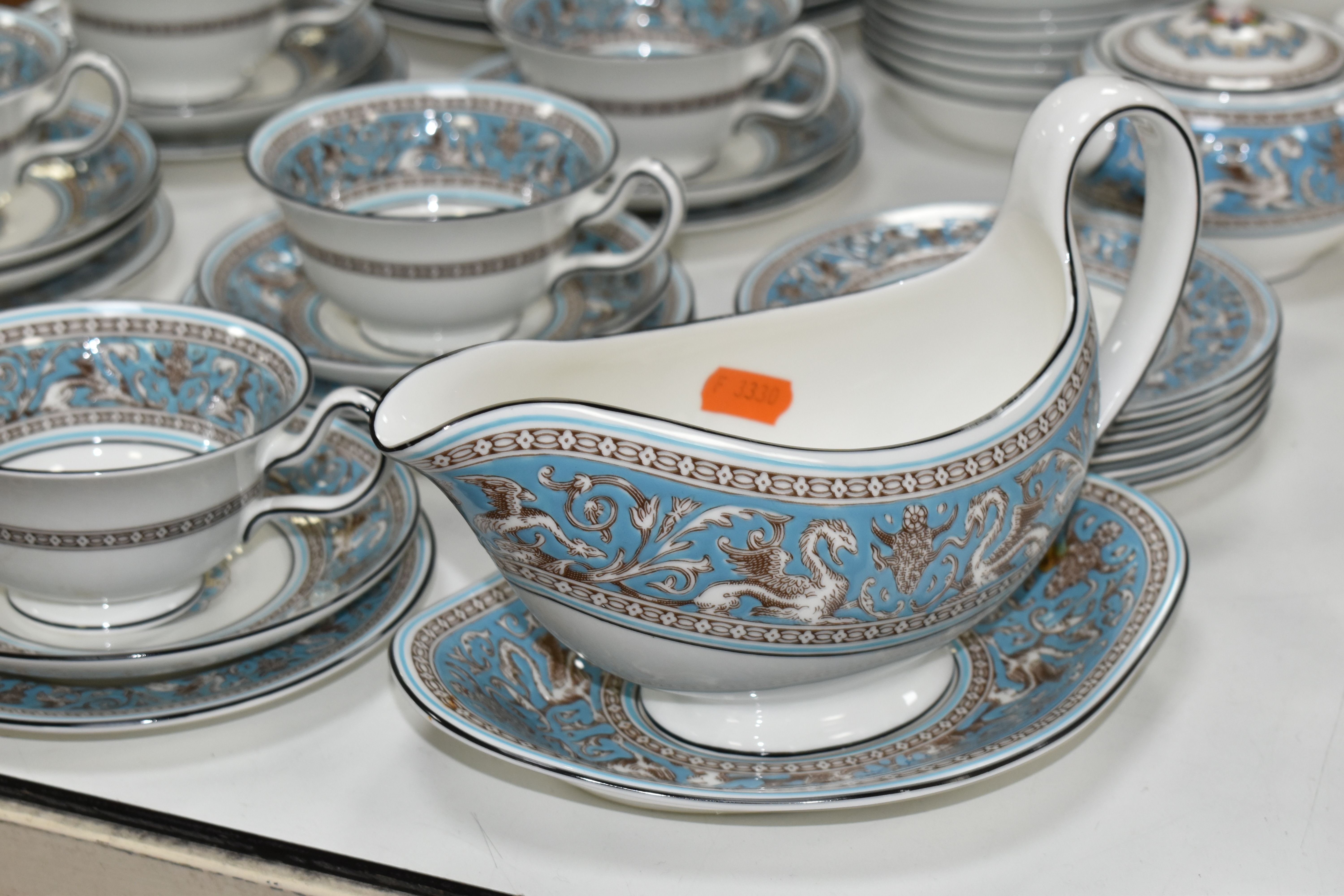 A FIFTY THREE PIECE WEDGWOOD 'FLORENTINE' (TURQUOISE) W2714 PART DINNER SERVICE, comprising a - Image 2 of 8