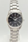 A GENTS 'OMEGA SEAMASTER, AQUA TERRA' WRISTWATCH, automatic movement, round black dial signed 'Omega