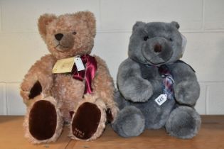 TWO TEDDY BEARS, comprising a Gund 'Blue Thunder' teddy bear no 2254, with blue grey 'fur' and