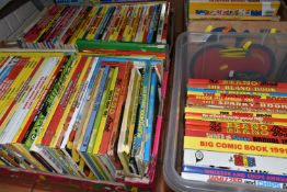FOUR BOXES OF CHILDREN'S ANNUALS containing over 140 titles to include The Beano, The Dandy, Topper,