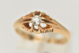 AN 18CT GOLD SINGLE STONE DIAMOND RING, an old cut diamond, approximate total weight 0.20ct, prong