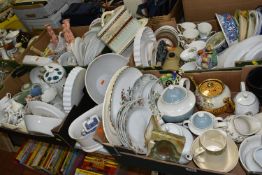 SEVEN BOXES AND LOOSE CERAMICS AND GLASSWARE, to include Royal Worcester 'Evesham' oven dishes,