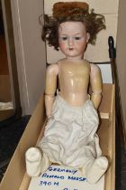 AN ARMAND MARSEILLE BISQUE HEAD DOLL, nape of neck marked, 'Armand Marseille Germany 390M A.11.M',