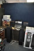 A COLLECTION OF VINTAGE AUDIO EQUIPMENT including a NAD 3020A stereo amplifier with original