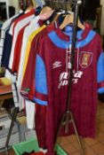 A BOX AND LOOSE FOOTBALL RELATED SHIRTS AND SCARVES, teams to include Aston Villa, England,