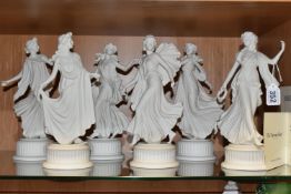 A SET OF SIX WEDGWOOD LIMITED EDITION 'THE DANCING HOURS' COLLECTION FIGURES, comprising the first