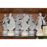 A SET OF SIX WEDGWOOD LIMITED EDITION 'THE DANCING HOURS' COLLECTION FIGURES, comprising the first