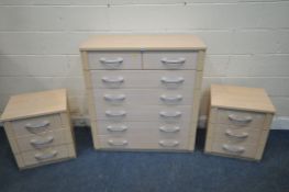 A MODERN CHEST OF TWO SHORT OVER FIVE LONG DRAWERS, width 97cm x depth 45cm x height 104cm, along