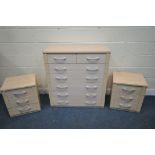 A MODERN CHEST OF TWO SHORT OVER FIVE LONG DRAWERS, width 97cm x depth 45cm x height 104cm, along